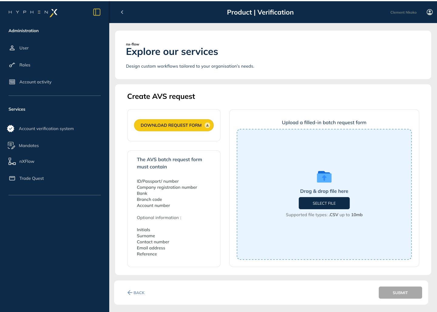 Batch Upload component in HyphenX platform