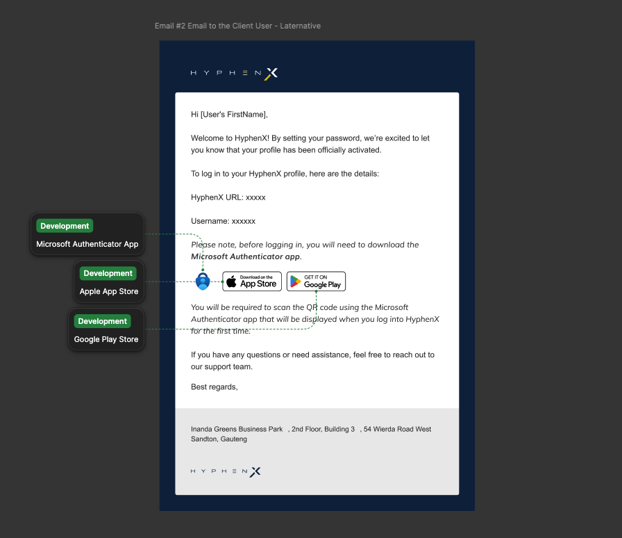 Transactional email template - portrait format
