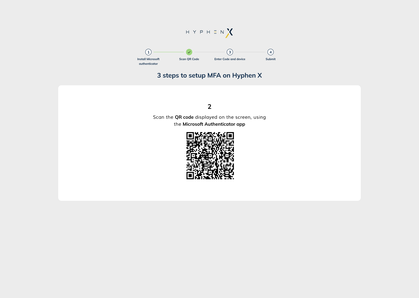 MFA QR code setup screen