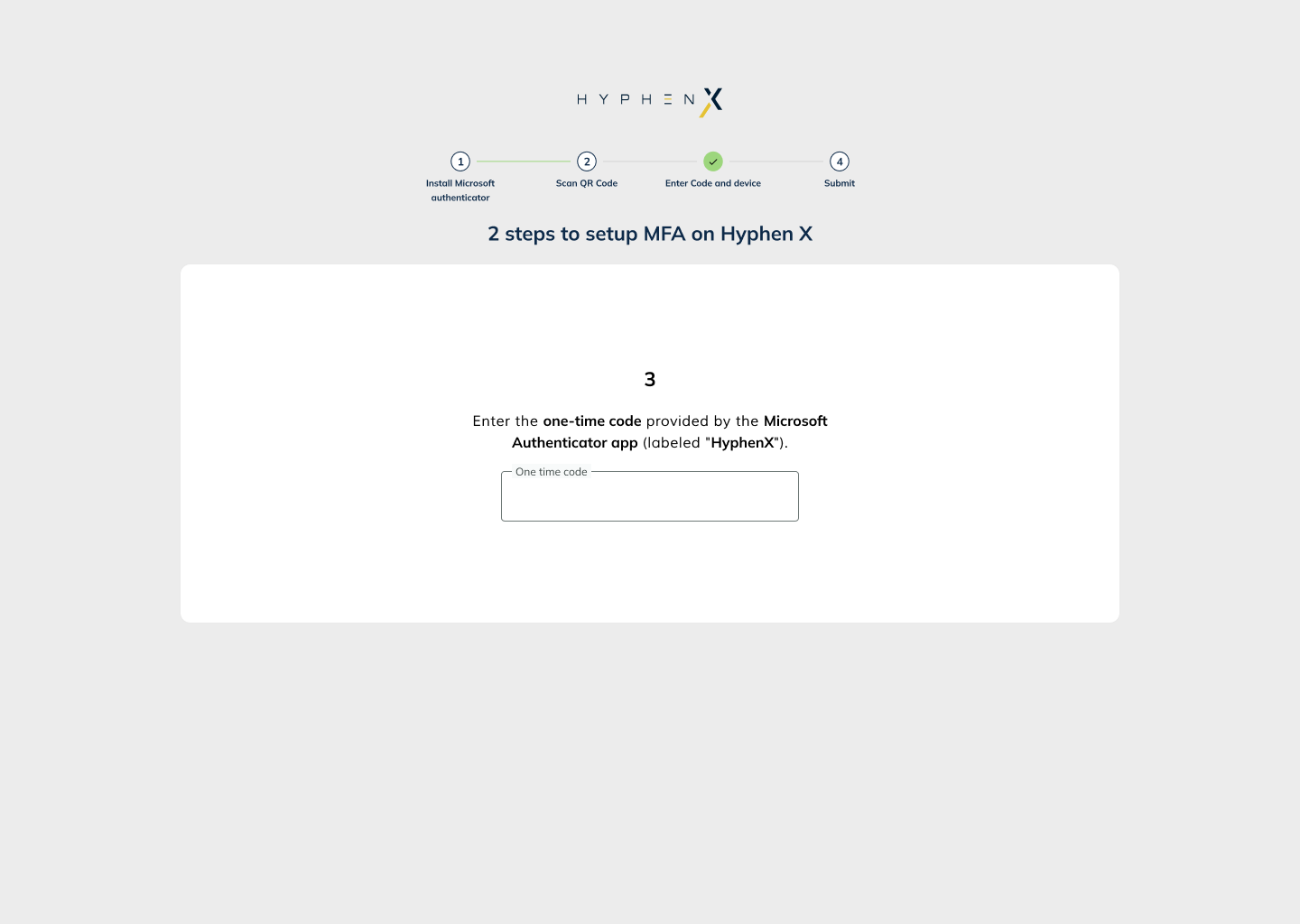 Step 3 - Enter one-time code