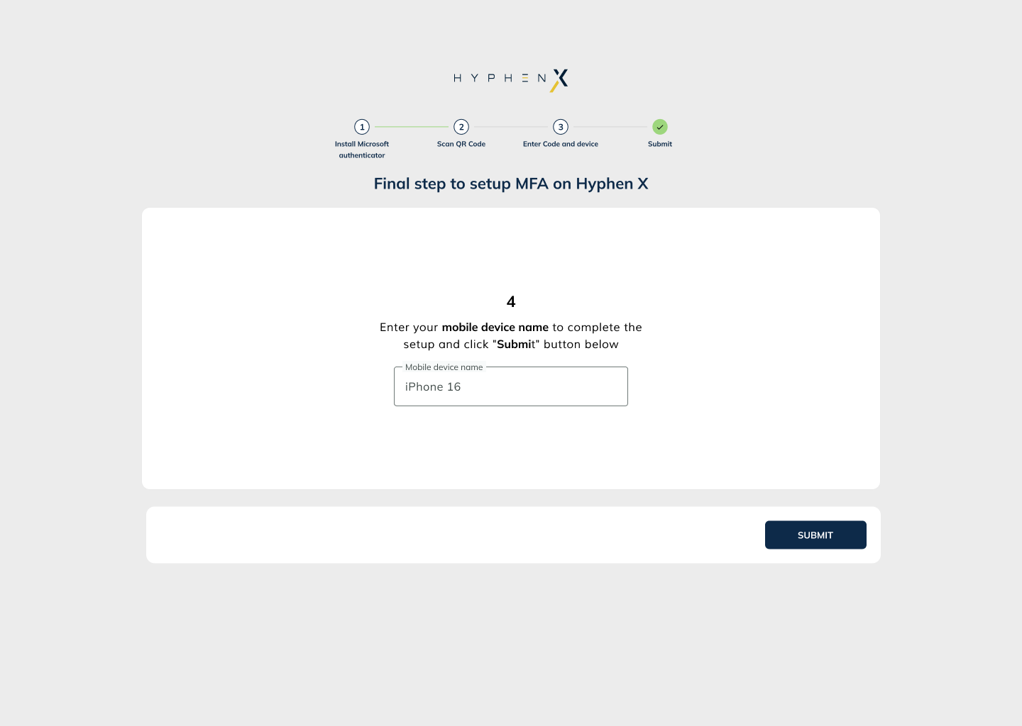 Step 4 - Submit mobile device name