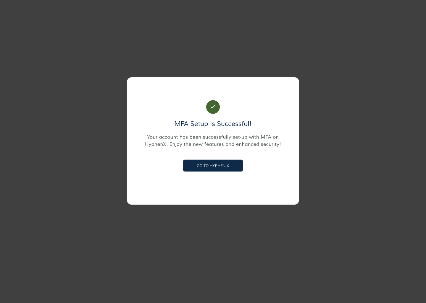 MFA Setup Successful confirmation screen